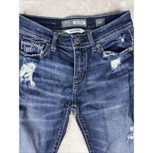 BKE Buckle Aiden Women's Bootleg Bootcut Jeans Distressed Wash Blue Size 28L